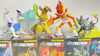 Pokemon SHODOポケモン６ 全５種 開封 Action Figure 掌動 食玩 ルギア オノノクス ゴウカザル レントラー Japanese candy toys