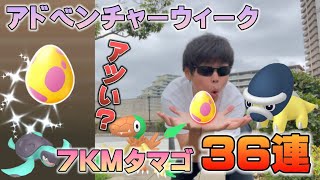 ７KMタマゴは果たしてアツいのか！？３６連で確率検証！個体値100登場！新実装色違いプロトーガ・アーケンとタテトプス・ズガイドスが欲しいので割りまくり！アドベンチャーウィーク【ポケモンGO】