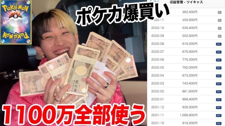 【ポケカ】ツイキャス1年間で稼いだ1100万円を女の子に全額ぶち込んでみた