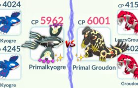 Shiny (PRIMAL KYOGRE vs PRIMAL GROUDON) Team in Pokemon GO.