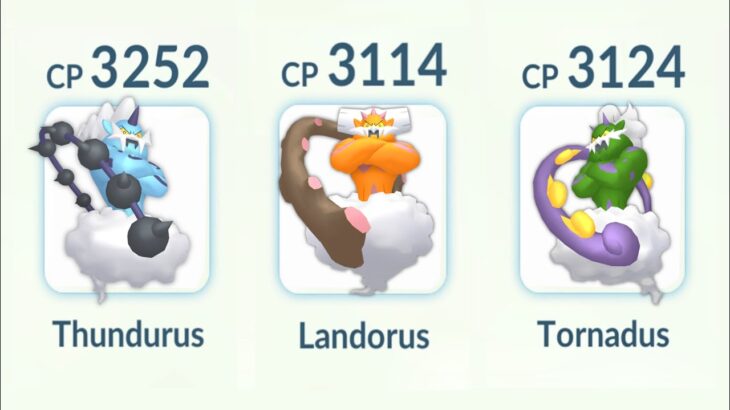 Incarnate forme (Thundurus, Landorus, Tornadus) Legendary Trio in Pokemon GO.