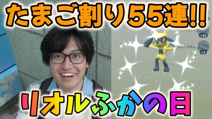 【ポケモンGO】リオルふかの日！55連で色違い高個体ゲットなるか!?