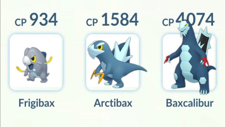 (Frigibax, Arctibax, Baxcalibur) Family in Pokemon Go Battle League.