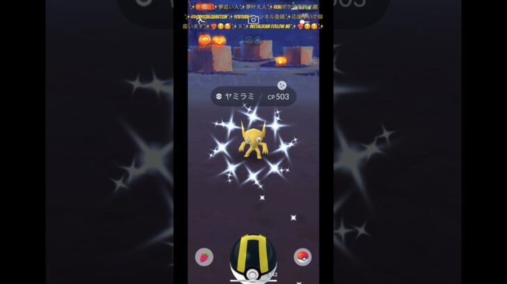 ✨【ポケモンGO】【ポケ活】【色違い】【神引き】✨REALポケ活実戦中に✨黄金に輝く綺麗な✨野生出現✨ヤミラミちゃん✨神引き降臨✨逢いに来たよ✨金運上りそう✨笑顔幸せ感謝✨🤲🏼❤️‍🔥☺️🥰✨