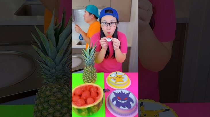 Pokemon cake vs fruits ice cream challenge!🍨 #pokemon #funny #shorts by Ethan Funny Family