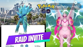 Origin Dialga & Palkia Raid invite Pokémon Go ( Pokémon Go Live 🔴 Sinnoh tour )