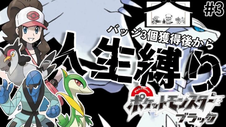 【ポケモンBW 人生縛り】ポケットモンスター ブラック を超鬼畜縛りの「人生縛り」でプレイ #3【バッジ3個目取得後から】