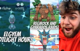 ✨Elgyem Spotlight Hour In Pokemon Go! Regirock and Mega Gyarados Raids!✨