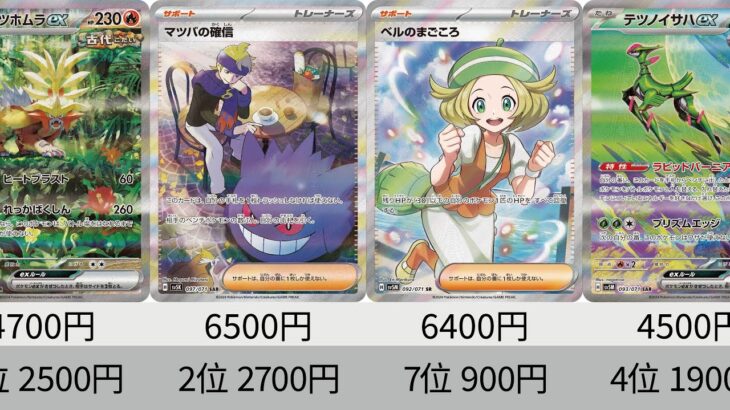 【ポケカ】発売から半年！最新相場ランキング！ワイルドフォース＆サイバージャッジSR以上全種＋α 【Pokémon cards】Temporal Forces price.