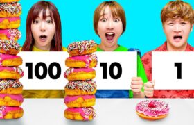 【24時間】大量のドーナツ!? サイコロで出た数だけ食べる生活が過酷すぎた…!! お菓子全部食べるまで帰れません！大中小チャレンジ【大食い】