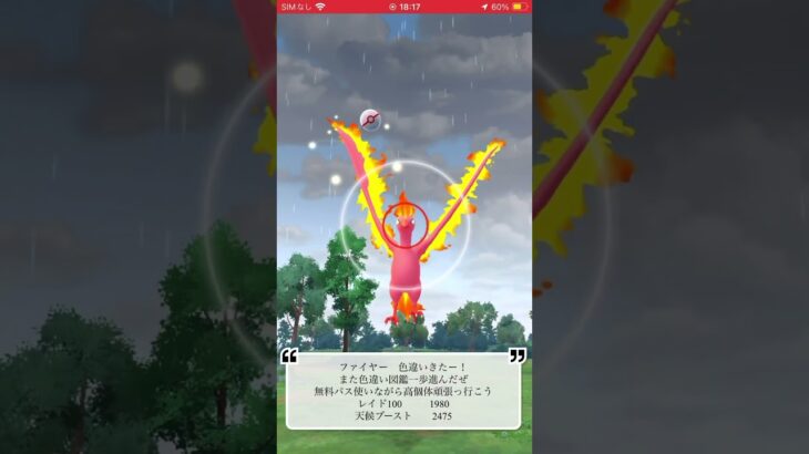 【ポケモンGO】色違いファイヤーゲッチャレ #ポケモン #pokémon #伝説 #pokémongo  #ファイヤー #moltres #shorts #色違い