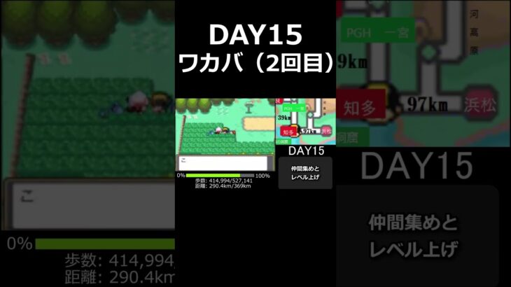 【day15】46,755steps　歩けば次の街へ行けるポケモンHGSS #shorts  #ポケモン #ゲーム実況 #縛りプレイ　Walk to the Next Town in Pokémon