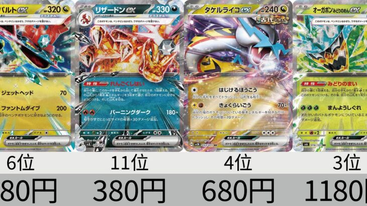 【ポケカ】 タケルライコ高騰！CL東京楽しみすぎ！2024年収録ポケモンex全種販売価格ランキング！ 24年9月【Pokemon TCG】ex high-priced card ranking.