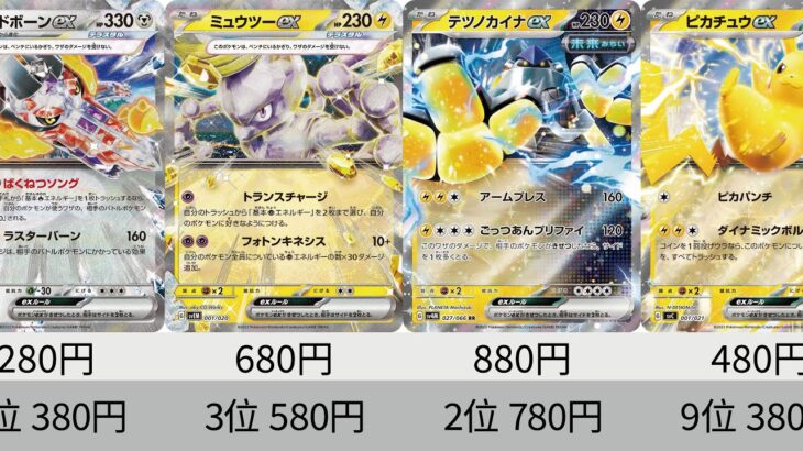 【ポケカ】 超電ブレイカー発売直前！2023年収録ポケモンex全種 販売価格ランキング！ 24年10月【Pokemon TCG】All pokmon ex card in 2023 ranking.