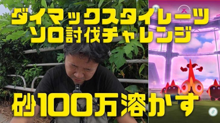 【ポケモンGO】砂100万溶かすも、勝敗は、ばかぢからが左右する？ダイマックスタイレーツソロ討伐