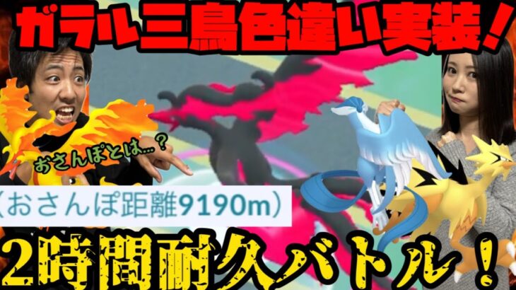 【ポケモンGO】ガラル三鳥色違い目指して2時間耐久バトル！【おさんぽおこう】