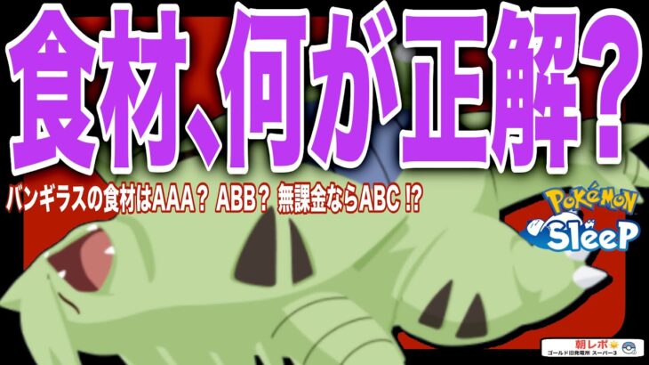 AAA以外が良い!? バンギラスの食材パターン無課金考察【ポケモンスリープ】