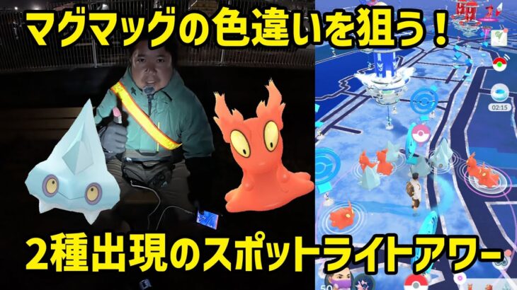 【ポケモンGO】2種出現のスポットライトアワー、色違いマグマッグ1択！カチコールが邪魔をするぞい！