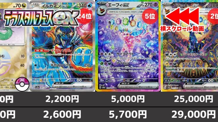 【ポケカ】恐れていた高騰始まる テラスタルフェスex 相場ランキング 発売5日目 当たりカード(SR/SAR/UR/全ミラー) 【ポケモンカード】Terastal Festival ex(sv8a)