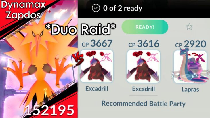 *DUO* DYNAMAX ZAPDOS raid (without Max Mushroom) in Pokemon GO.