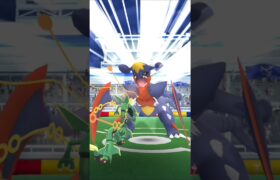 【ポケモンGO】メガレックウザ１体でメガガブリアスソロ討伐！　ポケモンGOレイド　#pokemon  #pokemongo #shorts