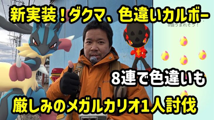 【ポケモンGO】ダクマとカルボーの色違い新実装！厳しみのメガルカリオソロ討伐