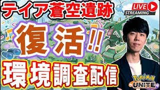 【ポケモンユナイト】テイア蒼空遺跡復活！！新環境調査ソロラン配信【初心者/質問歓迎】