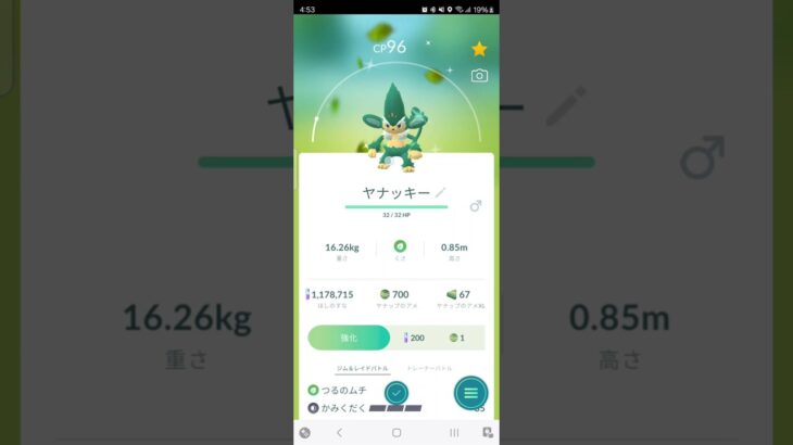 色違い　ヤナップからヤナッキーに進化　ポケモンGO