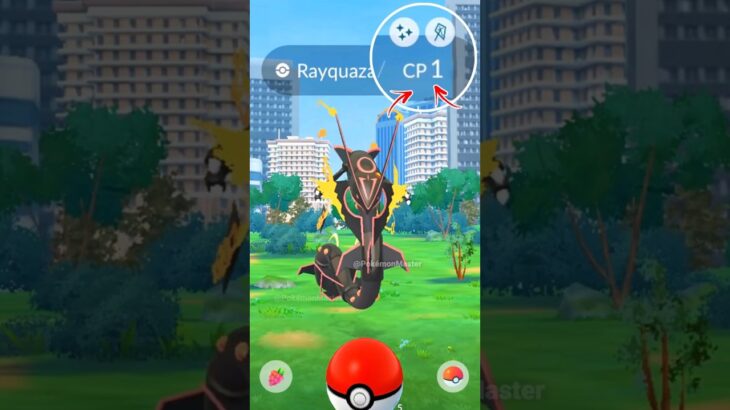 Wild LeveL 1 Shiny MEGA RAYQUAZA in Pokemon GO.